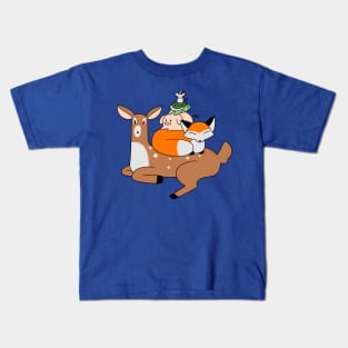 Deer Fox Pig Turtle Mouse Stack Kids T-Shirt